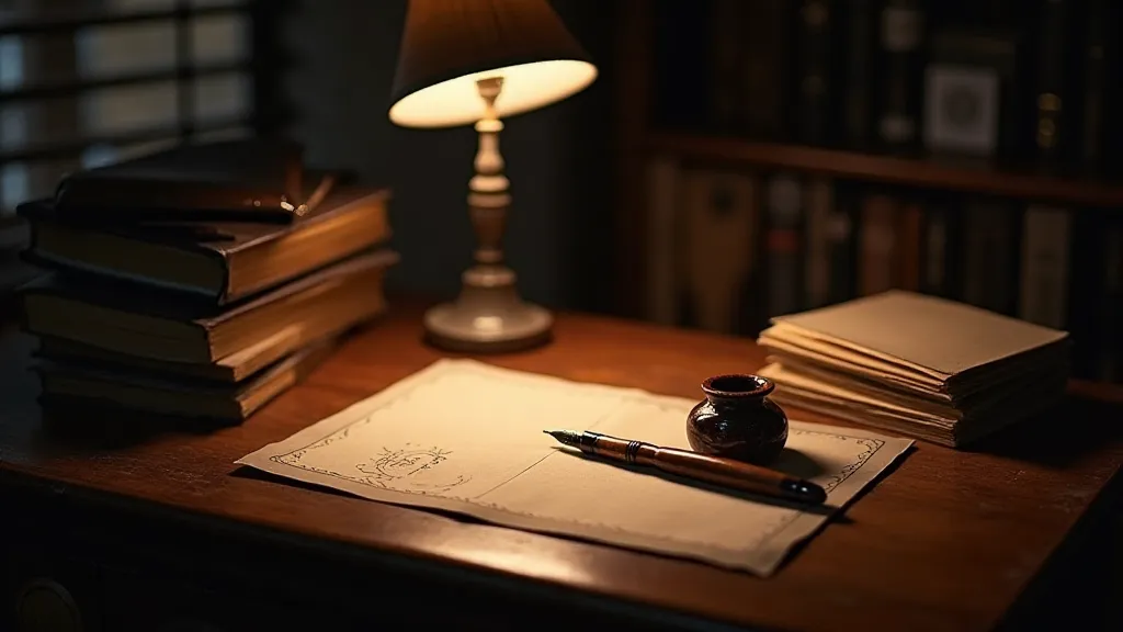 Vintage writing desk scene
