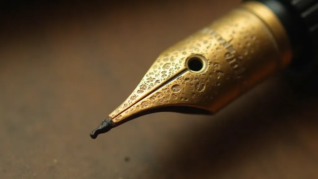 Close-up of a vintage gold nib