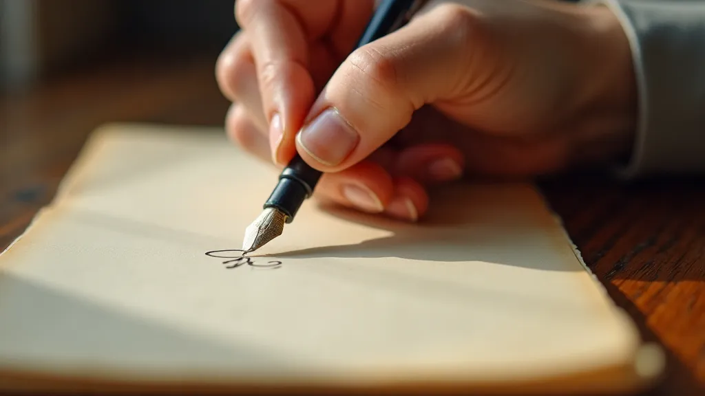Hand holding a vintage fountain pen