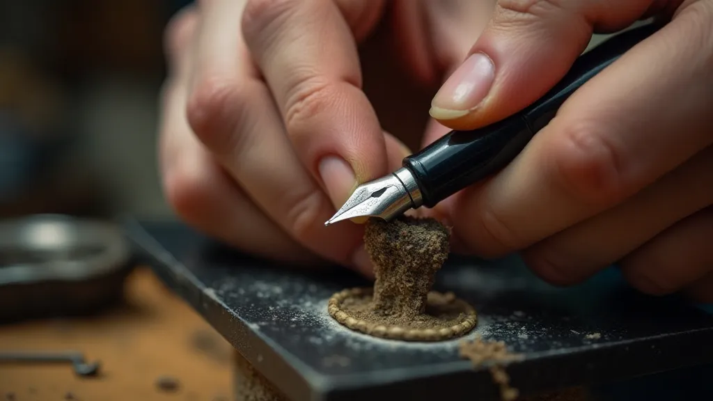 Craftsman polishing a vintage nib