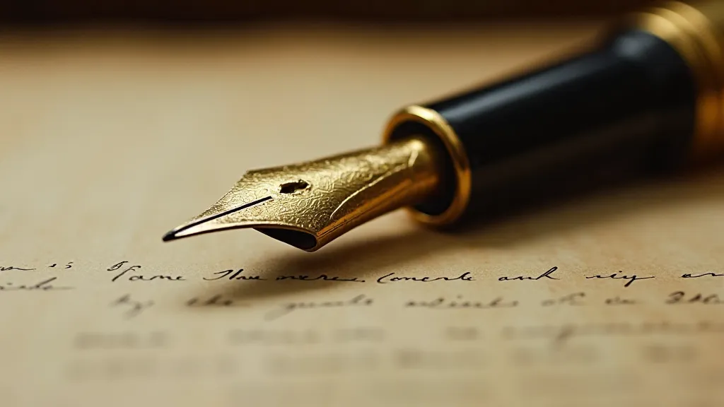 Vintage fountain pen nib close-up