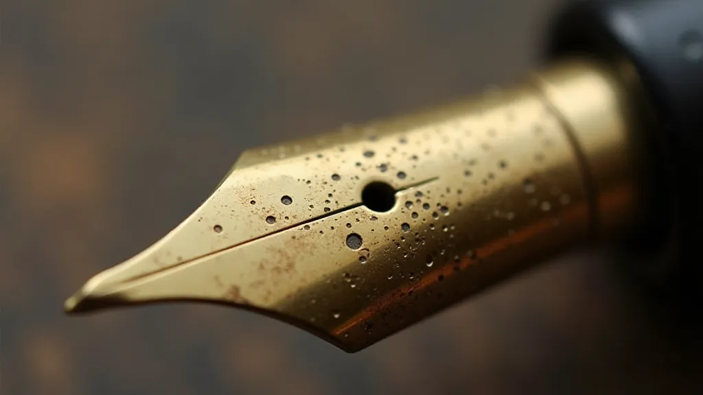 Vintage 14K gold flex nib close-up