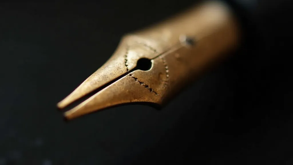 Close-up of a vintage gold nib