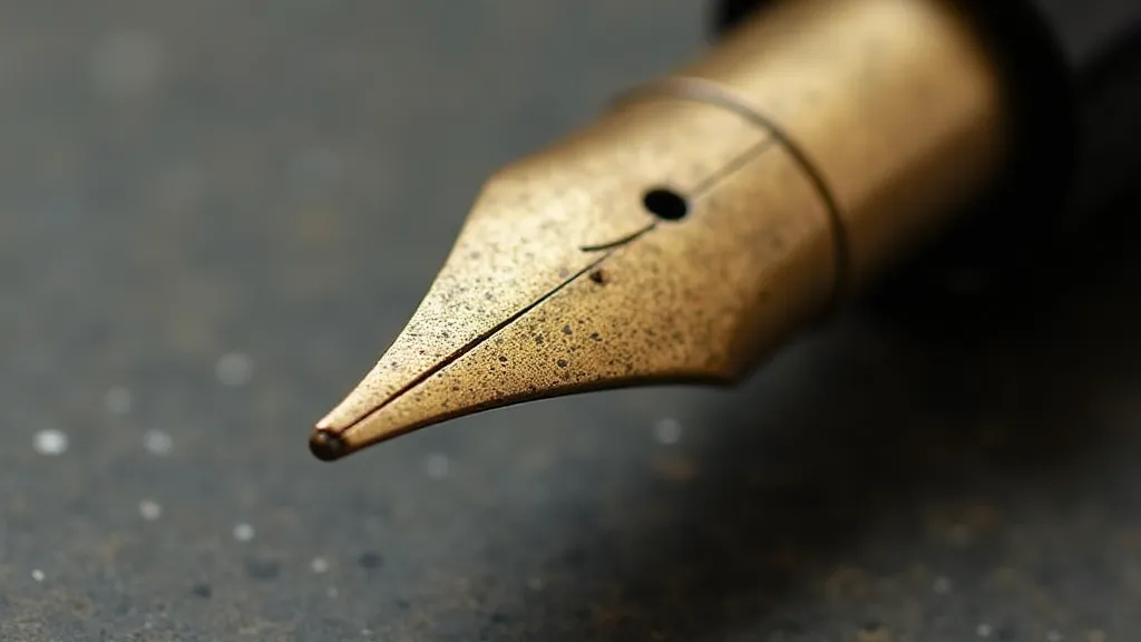 Vintage fountain pen nib close-up
