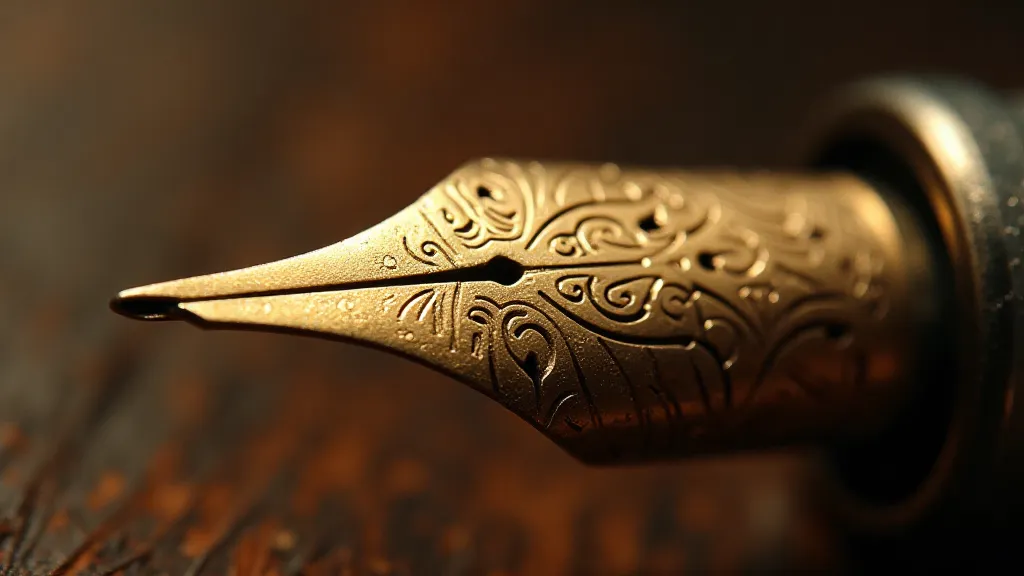 Vintage gold nib reflecting light