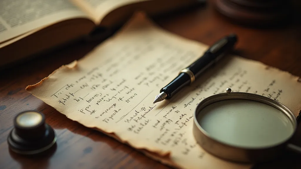 Vintage pen and letter on aged paper