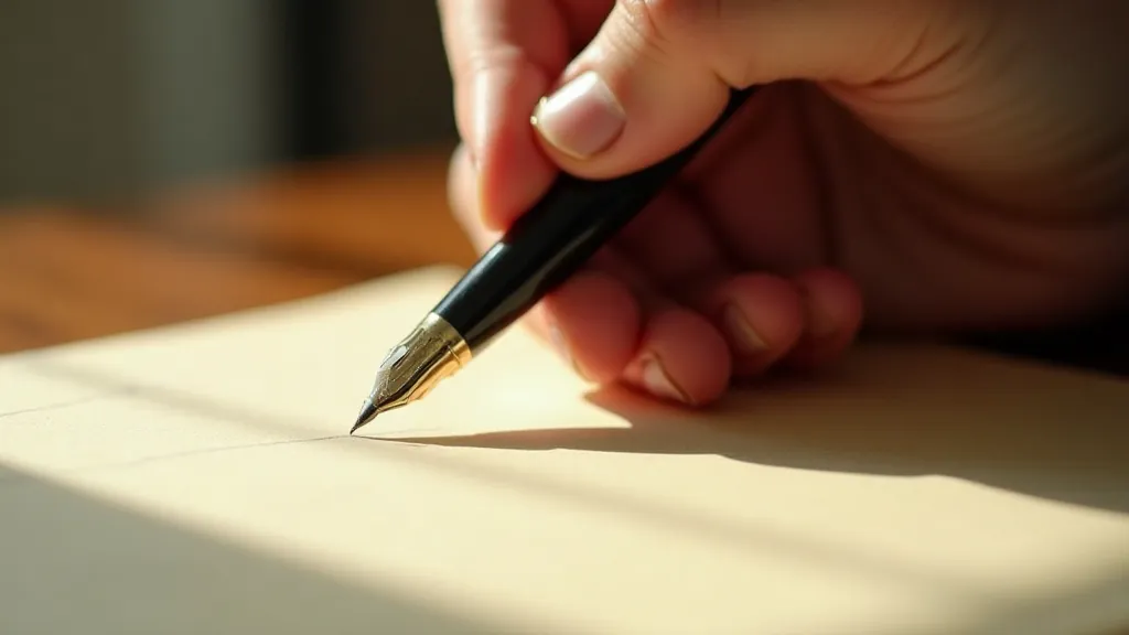 Hand writing with a vintage fountain pen