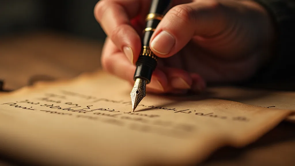 Hand writing with vintage fountain pen