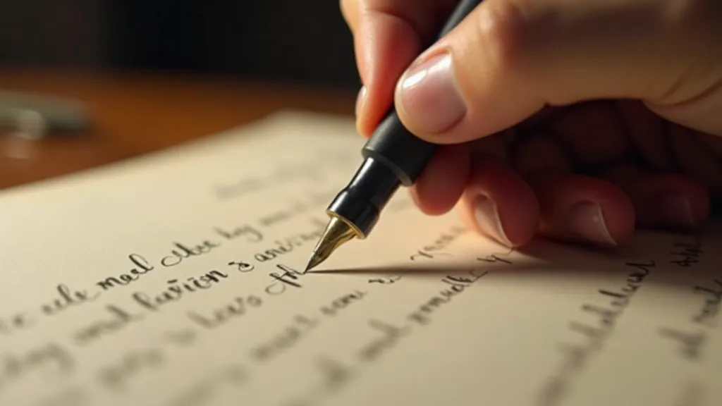 Hand writing with a vintage flex nib